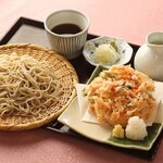 吉祥庵 - 桜海老のかき揚げ天もり蕎麦1400円（冷蕎麦）