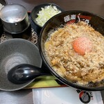 極楽うどん Ah-麺 - 麻婆釜玉（ミニライス付き）