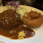 とんかつ ひろ喜 - ハンバーグ&クリームコロッケ定食