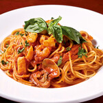 Seafood tomato basil spaghetti weekdays