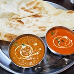 インド ネパールレストラン ナマステ キッチン - キーマカレー(中辛)とバターチキンカレー(普通)