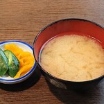 入金 - 入金 ＠日本橋 ランチ定食に付く漬物と味噌汁