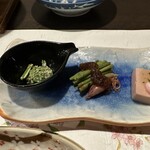 能登屋旅館 - 山菜色々　ホタルイカ