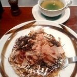 鉄板焼 一鐡 グランデール - お好み焼きランチ、サラダ、スープ、珈琲付き。