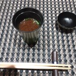 大宮 すし由 - ナメコの赤だしでーす。