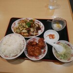 聚香楼 - 回鍋肉と唐揚げセットご飯大盛り