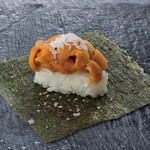 Raw sea urchin with premium seaweed