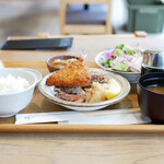 Ikkaku - ◉鶏の唐揚げとアジフライ定食 1,200円