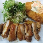 なかよし酒場 - 照り焼きチキンと白身魚のフライ