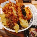 魚処はなたれ - ★★★★はなたれ天丼 1430円 7種の天ぷらがサクサクでボリュームたっぷりで美味しいけどランチ1000円で出してるもの！