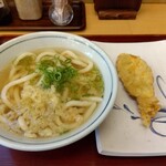 釜揚げうどん岡じま - かけうどん(小)＋さつまいも天 400円(税込)(2023年5月4日訪問)