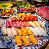 黄金出汁しゃぶと江戸前寿司 肉のあさつ 梅田お初天神店 - 