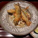 廣澤 - 和えそば、稚鮎唐揚げ、うるかのソース
