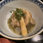 茜坂大沼 - 鮎魚女と叩き蕨のお出汁で。月山筍、大好き。