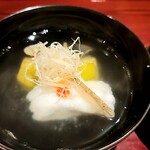 銀座 しのはら - 丸ナスとアコウ（キジハタ）