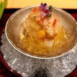 銀座 しのはら - 車海老　白ズイキ　ウニ