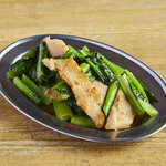 Stir-fried pork belly with salted greens