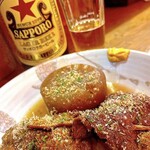 寿伍六` - 大根、生姜天、もやし巾着