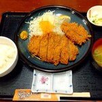 かつ亭 - ロースと海老フライの相盛定食