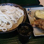 はなまるうどん - 料理写真:ざるうどん中とげぞあげ、なす揚げ