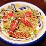 チロリン村 - 生トマトと梅じそ、昆布の冷たいスパゲティ(麺少な目)