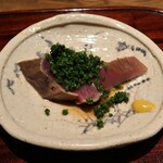 ごだん 宮ざわ - 初ガツオ、安岡のネギ、辛子