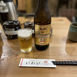 とんかつ いわい - 瓶ビール¥700はアサヒの熟撰