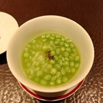 アカ - お米と涙豆（スナップエンドウの若豆）のスープ