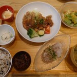 おぼんdeごはん - 麦富士豚野菜ソース1380円　　真鯛350円