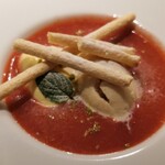 Les deux - あまおうのスープ　メレンゲアイスクリーム　ベルベンヌアイスクリーム