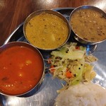 TOKYO BHAVAN - 小エビカレー（辛）、マトンキーマとダイコン（中辛）、南インドの豆カレー（マイルド）