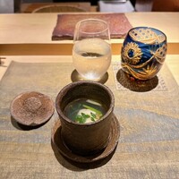 天ぷらあら木 - あさり出汁、えび真丈、あずき菜