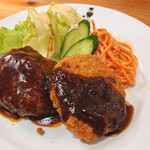 喫茶珈琲店 ピノキオ - 日替わりランチ（特製ハンバーグとコロッケプレート）