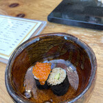 いわ志 - 大三元（イカ胡巻きにいくら掛け）
