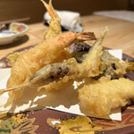 梅田 鮨割烹のの - 天ぷら盛り合わせ7種