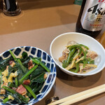 Obanzai Sakae - ほうれん草のサラダ青椒肉絲（野菜も美味しい）