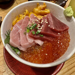 Maruhide Sengyo Tenfutsu Kaichi Ten - 3色丼！トロ＆赤身＆雲丹＆いくら♡幸せ