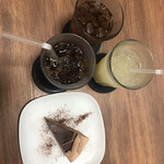 M cafe - ケーキセット、グレープフルーツジュース、アイスコーヒー