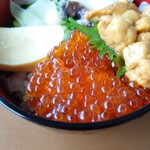 もりや商店 - 三色丼（うに、あわび、いくら）ミニサイズ