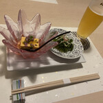 Anago Jiru Shiesaka Kaisen Tempura O-Uesuto - 玉子豆腐、海葡萄と子持ち昆布