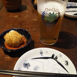 青ヶ島屋 - 生ビール＆蟹クリームコロッケ