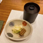 天婦羅 みやしろ - お新香とお味噌汁