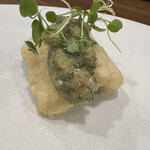 ミザンセーヌ - ③穴子、コンディマン　　朝まで生きていた穴子みたいです。コリコリして車海老の新鮮なヤツの食感でした。