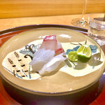 礒田 - 明石鯛と剣先烏賊のお造り