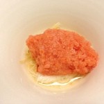 炭火割烹 いふき - トマトシャーベットと長芋と林檎　　感服いたしました。