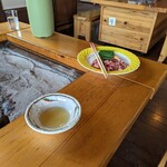 山見茶屋 - 馬肉の溶岩焼き。