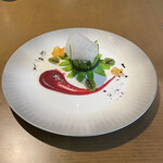 Bulls Tokyo - 海の幸と季節野菜の取り合わせ、魚介のスプマンテ添え。美味し。