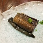 Chuugoku Meisai Son - ランチ副菜1。茄子の酸味のある焼き浸し？