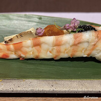 お料理 七草 - 車海老にトリュフ､炙り唐墨､キャビア射込み