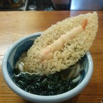 手打うどん 渡辺 - 食べにくいので、半分ダシの中に・・・